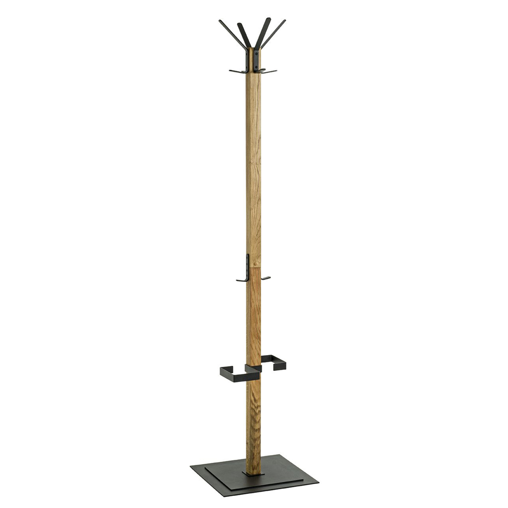 Apopka Wooden Coat Stand With Umbrella In Oak And Black