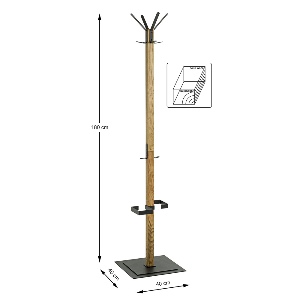 Apopka Wooden Coat Stand With Umbrella In Oak And Black