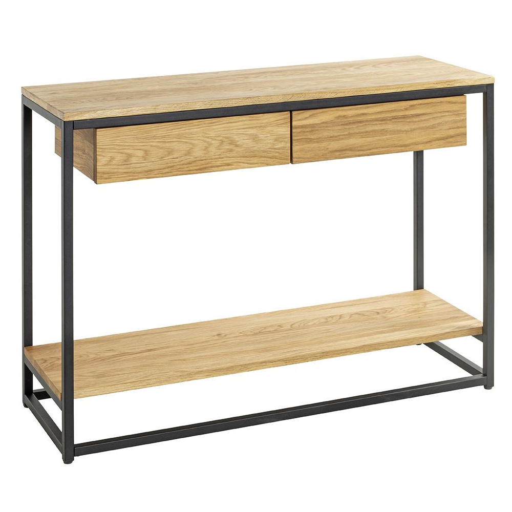 Apopka Wooden Console Table With 2 Drawers In Oak And Black