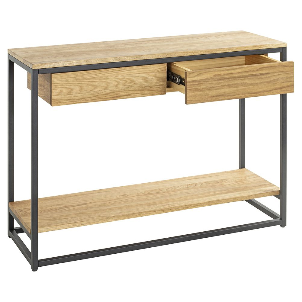 Apopka Wooden Console Table With 2 Drawers In Oak And Black