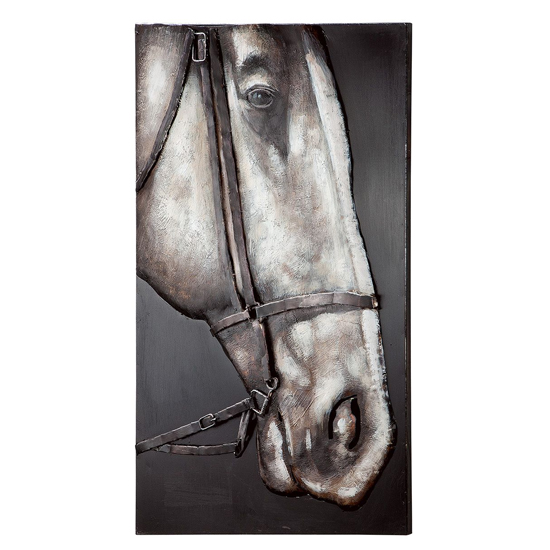 Read more about Appaloosa picture metal wall art in brown and silver