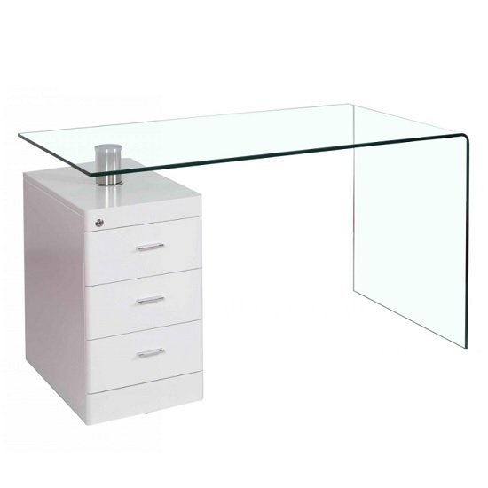 Applegate Glass Computer Desk In Clear And High Gloss White 379 95 Go Furniture Co Uk