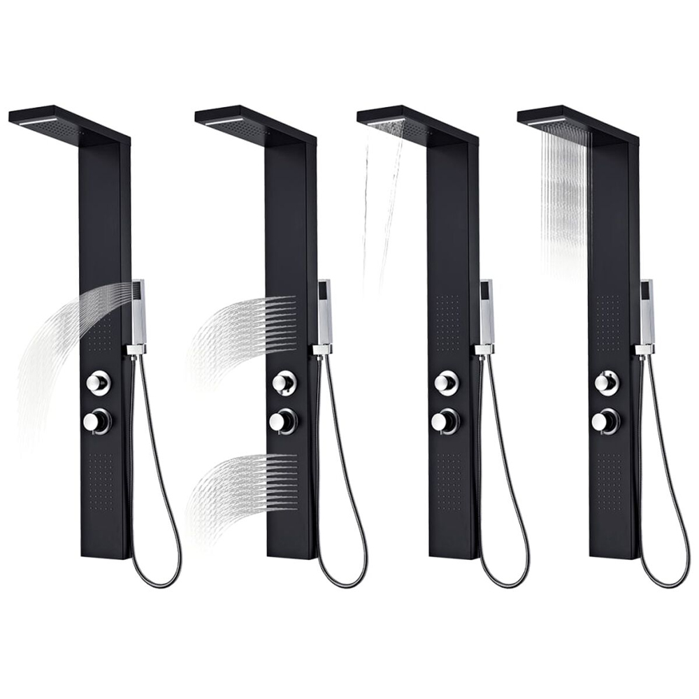 Appleton 4 Modes Shower Panel System With Shower Kit 1300mm Height - Black
