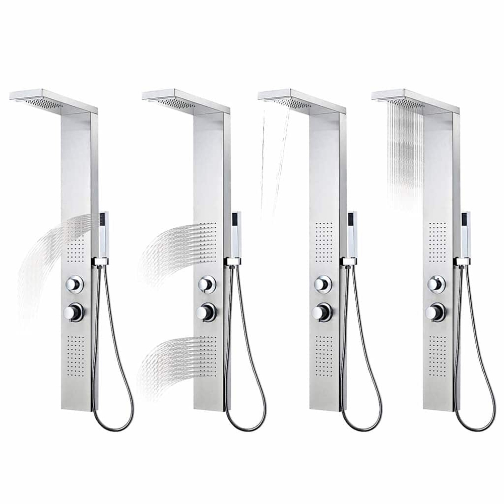 Appleton 4 Modes Shower Panel System With Shower Kit 1300mm Height - Silver