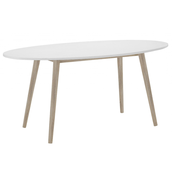 Photo of Appleton wooden dining table in white and oak effect