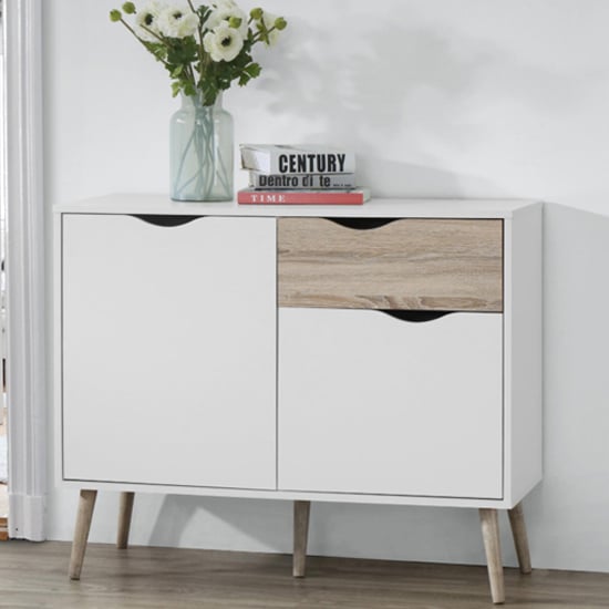 Appleton Wooden Sideboard Small In White And Oak Effect