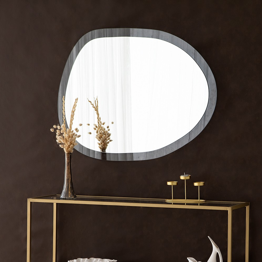 Aqua Gusto Asymmetric Wall Mirror with Transparent Tempered Glass