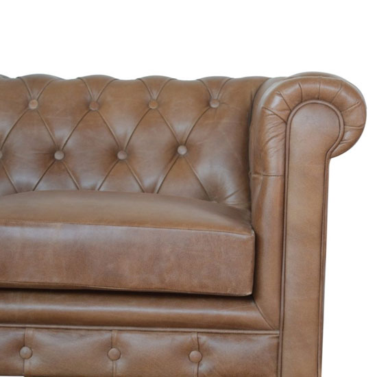 Aqua Leather 2 Seater Chesterfield Sofa In Brown_3