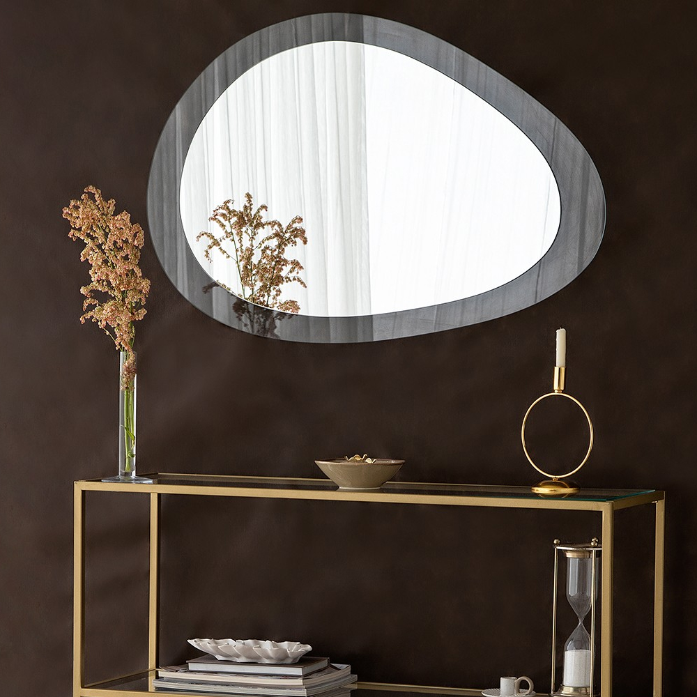 Aqua Porto Asymmetric Wall Mirror with Transparent Tempered Glass