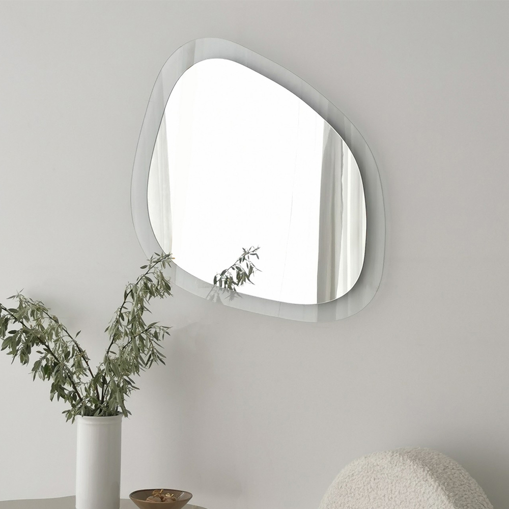 Aqua Soho Asymmetric Wall Mirror with Transparent Tempered Glass