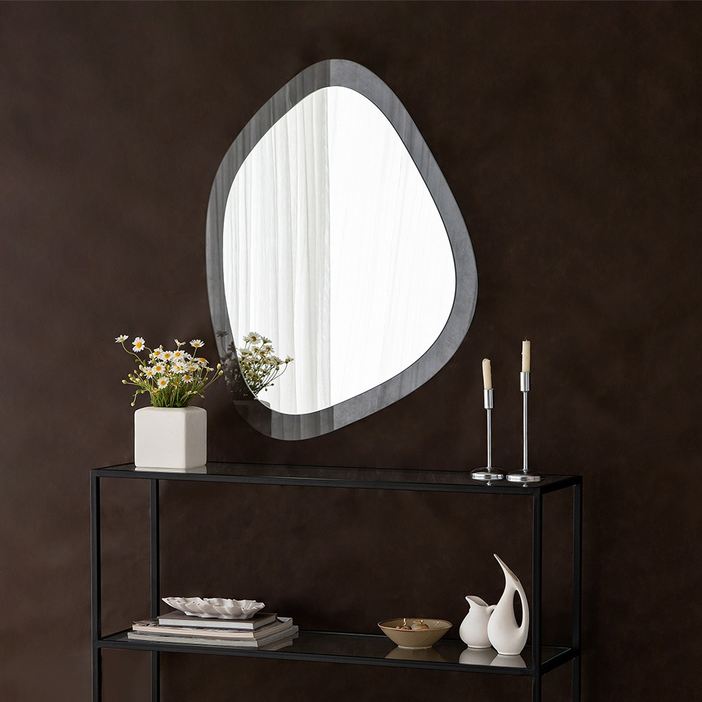 Aqua Soho Asymmetric Wall Mirror with Transparent Tempered Glass