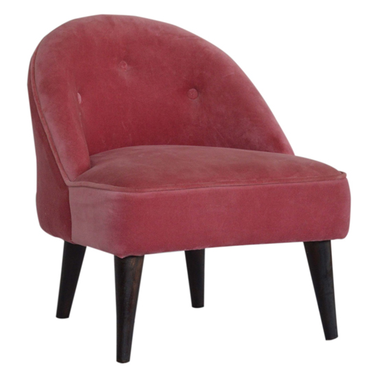 Aqua Velvet Deep Button Bedroom Chair In Pink And Walnut