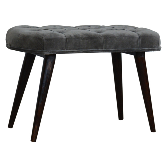 Aqua Velvet Curved Hallway Bench In Royal Blue And Walnut Furniture