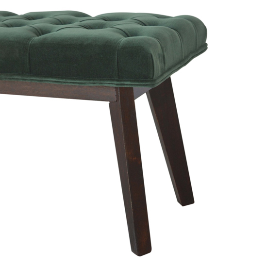 Aqua Velvet Hallway Bench In Emerald Green And Walnut Furniture in
