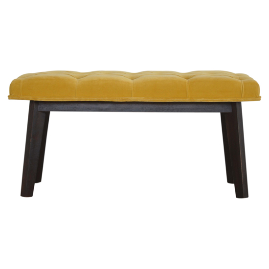 Aqua Velvet Hallway Bench In Mustard And Walnut Furniture in Fashion