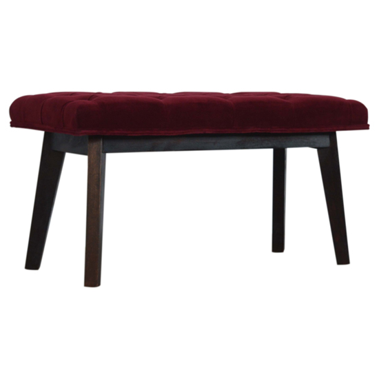 Aqua Velvet Hallway Bench In Wine Red And Walnut Furniture in Fashion
