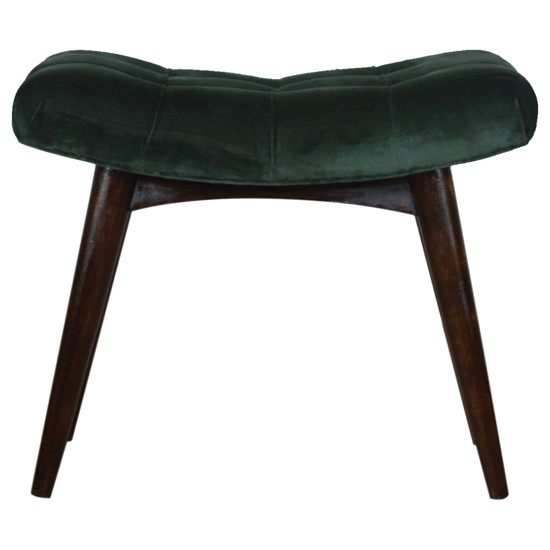Aqua Velvet Curved Hallway Bench In Emerald Green And Walnut FiF
