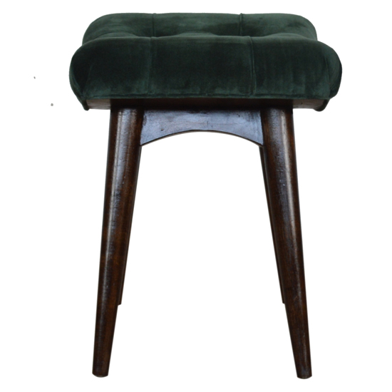 Aqua Velvet Curved Hallway Bench In Emerald Green And Walnut FiF