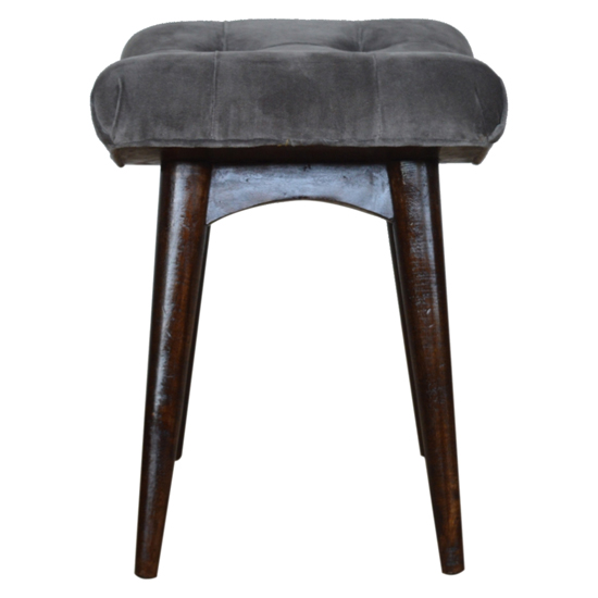 Aqua Velvet Curved Hallway Bench In Grey And Walnut Furniture in Fashion