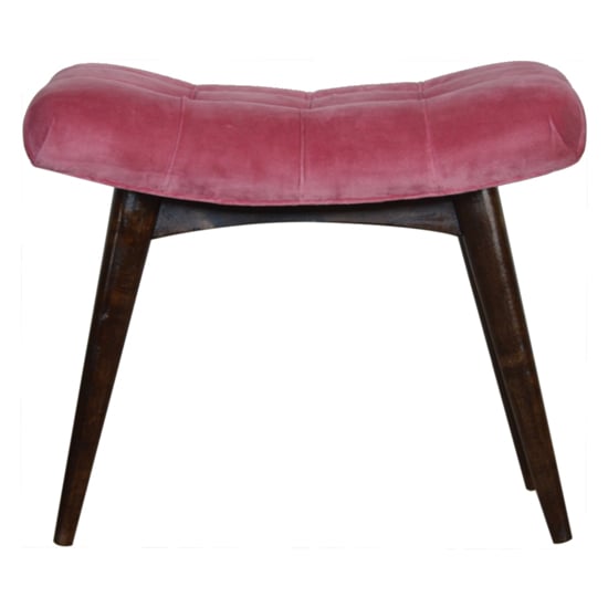 Aqua Velvet Curved Hallway Bench In Pink And Walnut_2