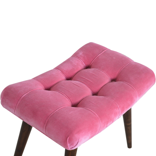 Aqua Velvet Curved Hallway Bench In Pink And Walnut_3