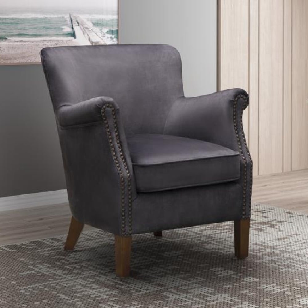 Aquarii Fabric Armchair With Wooden Legs In Charcoal Grey