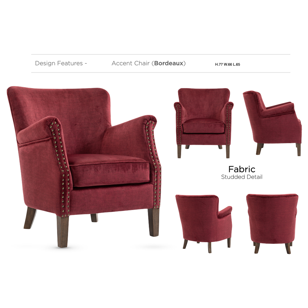 Aquarii Fabric Bedroom Chair in Bordeaux