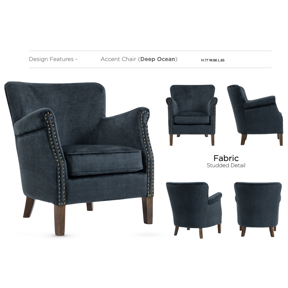Aquarii Fabric Bedroom Chair in Deep Ocean
