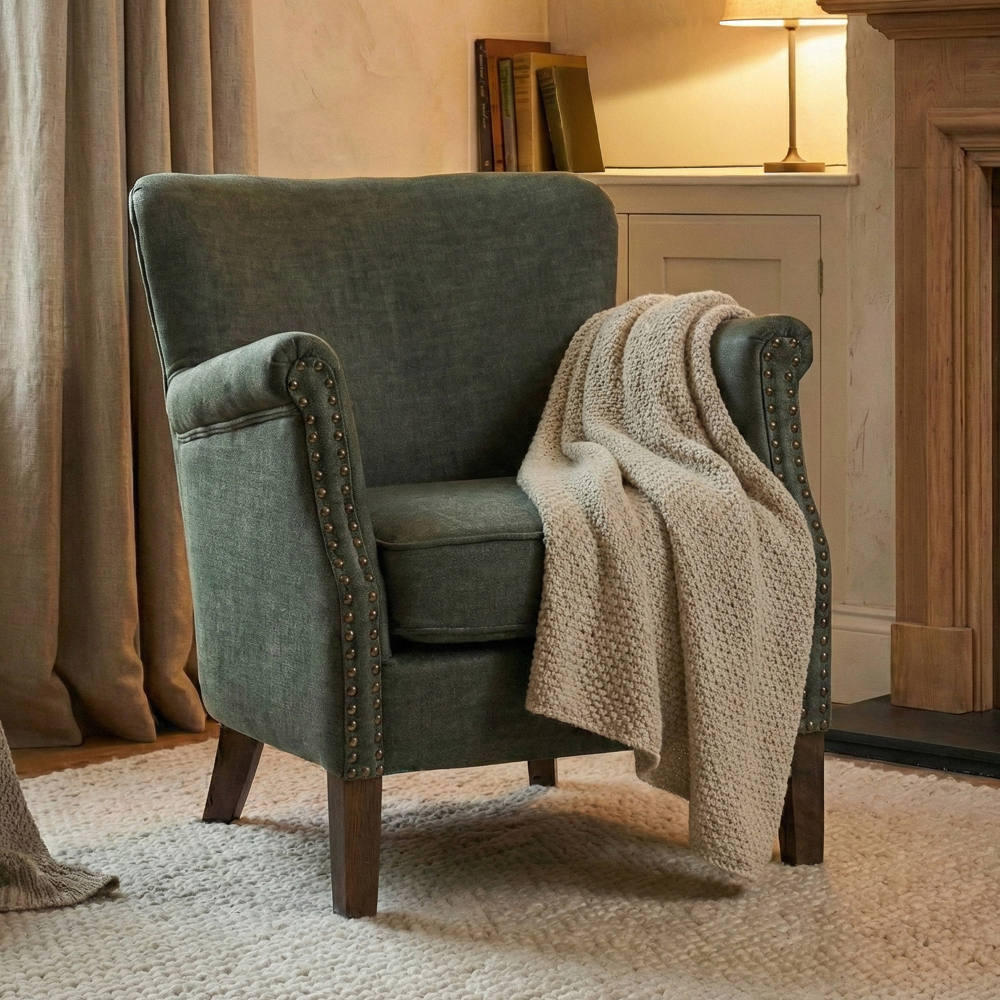 Aquarii Fabric Bedroom Chair in Winter Moss