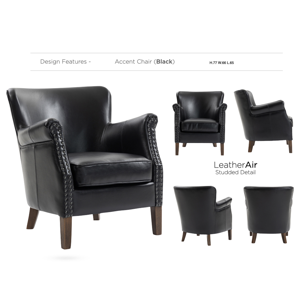 Aquarii Leather Air Bedroom Chair in Black
