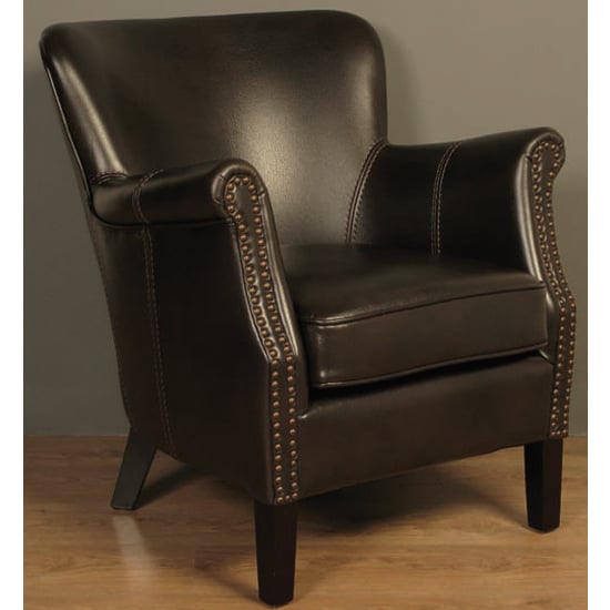 Photo of Aquarii leather air fabric lounge armchair dark brown