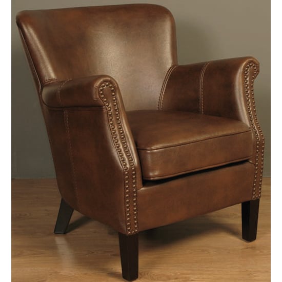 Photo of Aquarii leather air fabric lounge armchair tan