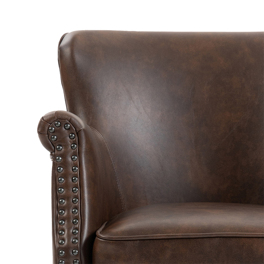 Aquarii Leather Armchair With Wooden Legs In Tan