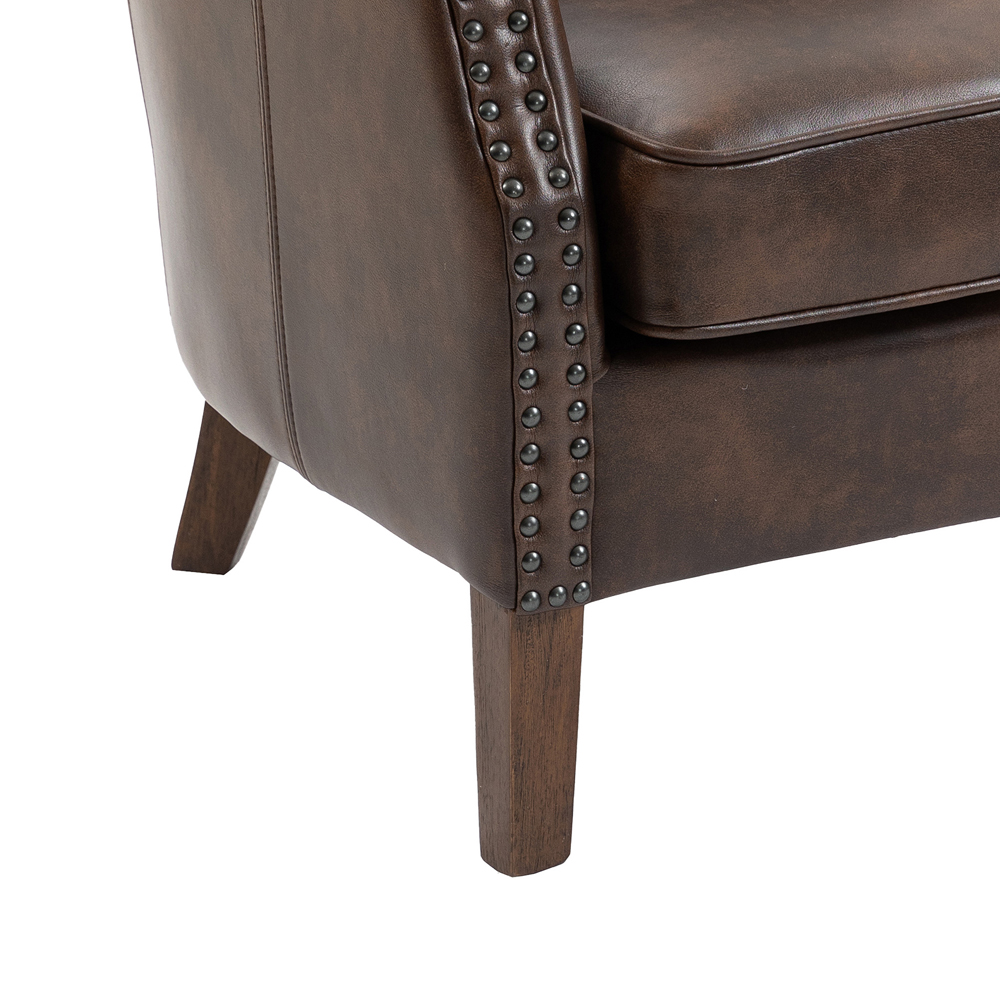 Aquarii Leather Armchair With Wooden Legs In Tan