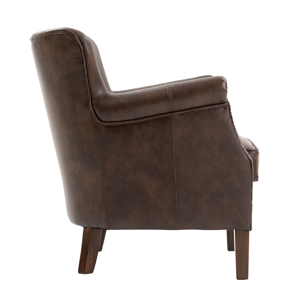 Aquarii Leather Armchair With Wooden Legs In Tan