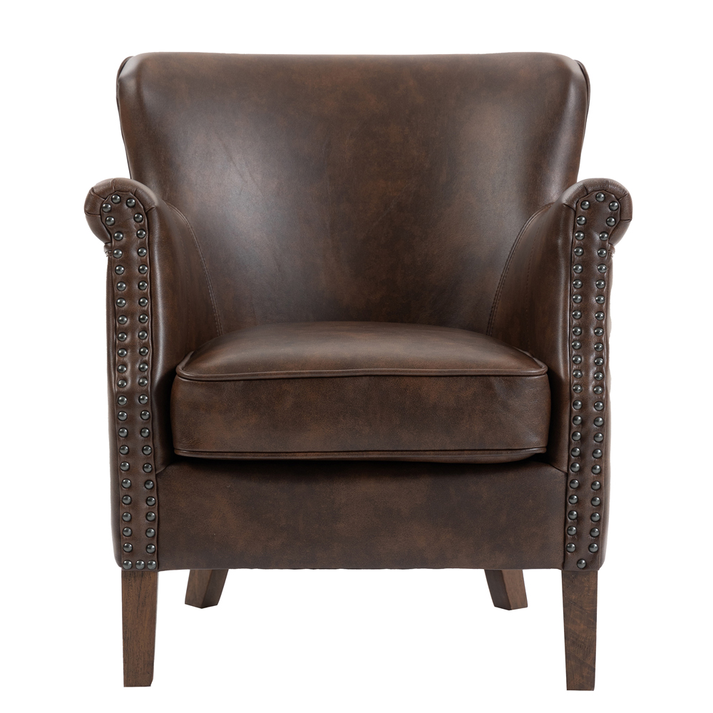 Aquarii Leather Armchair With Wooden Legs In Tan