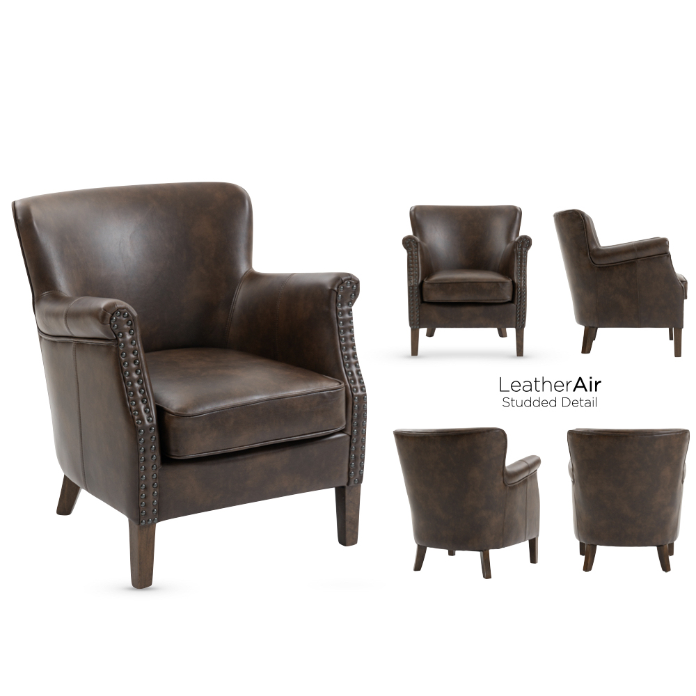 Aquarii Leather Armchair With Wooden Legs In Tan