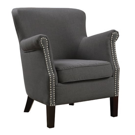 Aquarii Linen Fabric Lounge Armchair In Charcoal