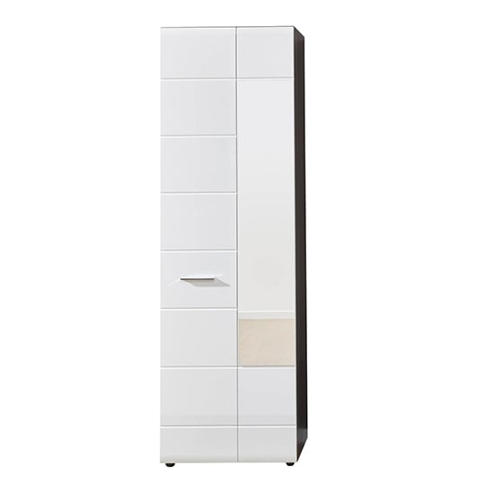 Product photograph of Aquila Wooden Wardrobe In White Gloss And Smoky Silver from Furniture in Fashion