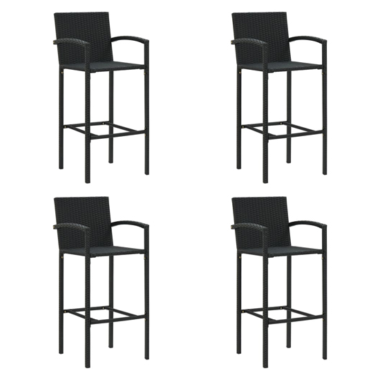 Arabella Set Of 4 Poly Rattan Bar Chairs In Black
