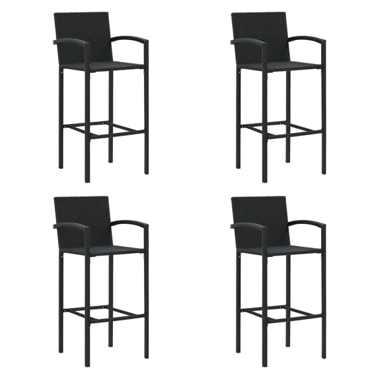 Read more about Arabella set of 4 poly rattan bar chairs in black