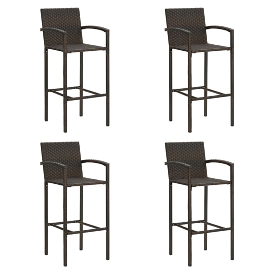 Arabella Set Of 4 Poly Rattan Bar Chairs In Brown