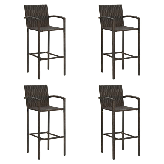 Read more about Arabella set of 4 poly rattan bar chairs in brown