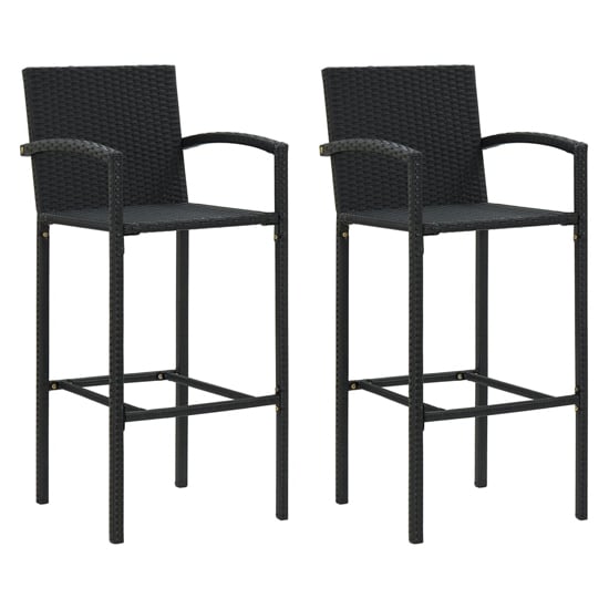 Arabella Black Poly Rattan Bar Chairs In A Pair