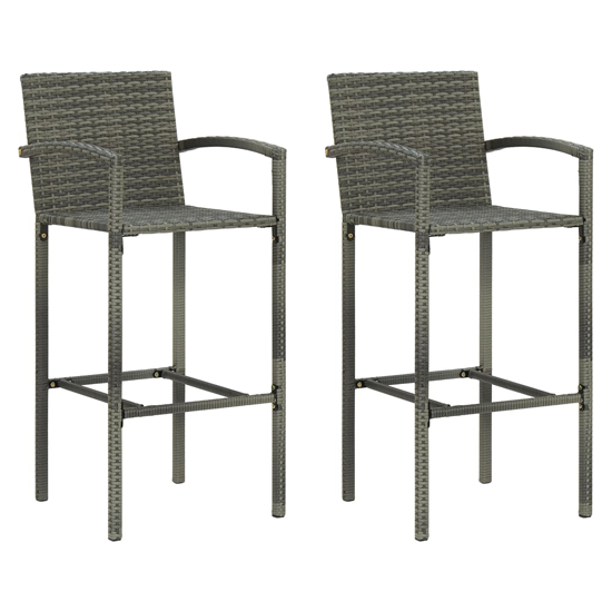 Arabella Grey Poly Rattan Bar Chairs In A Pair