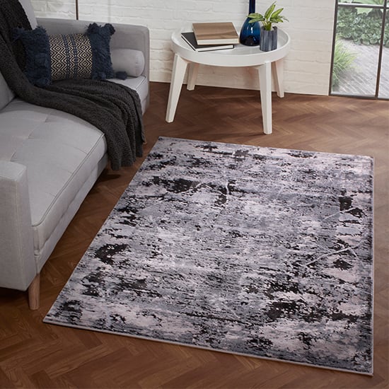 Product photograph of Arabella Haze 200x290cm Damask Pattern Rug In Blue from Furniture in Fashion