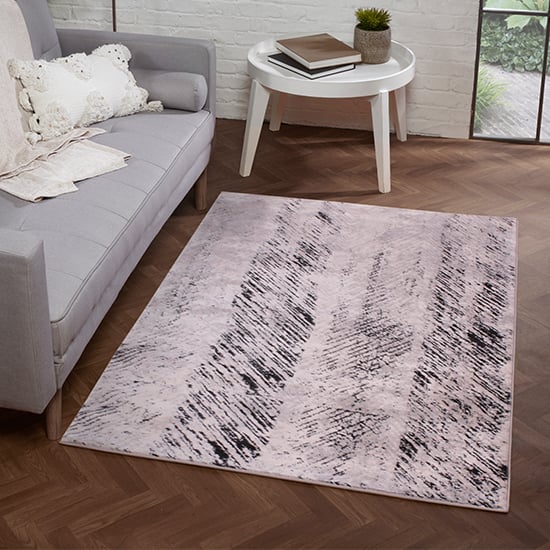 Photo of Arabella imperial 80x150cm damask pattern rug in black