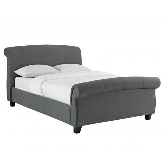 Arabella Linen Fabric King Size Bed In Grey Furniture in Fashion