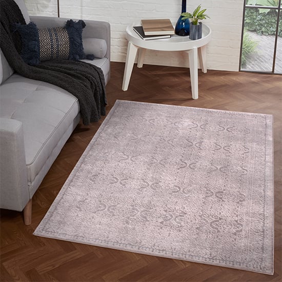 Product photograph of Arabella Opaque 120x170cm Damask Pattern Rug In Cream from Furniture in Fashion