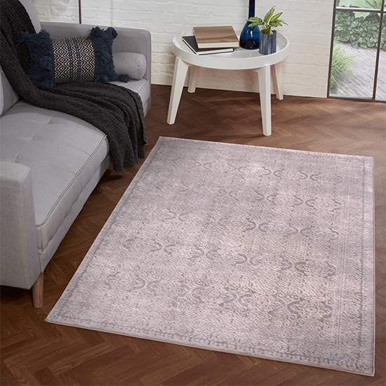 Arabella Opaque 150x230cm Damask Pattern Rug In Cream